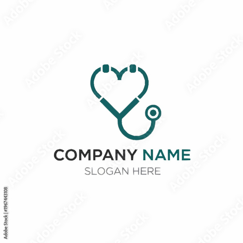 Heart-shaped stethoscope logo for healthcare, medical, or wellness company branding.