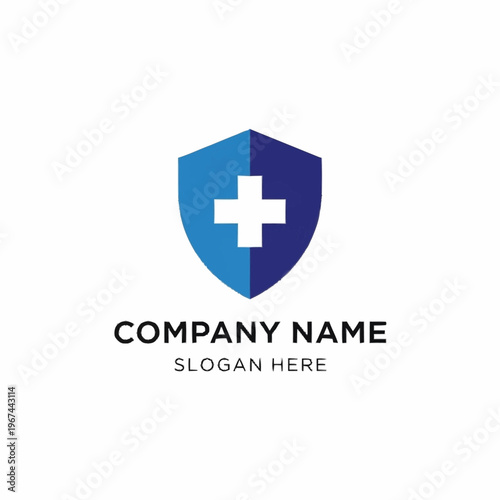 Medical Shield Logo Design with Cross Symbol for Healthcare Company.