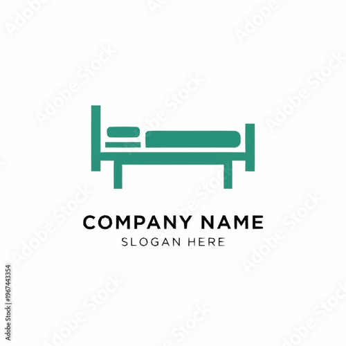 Minimalist Bed Icon for Sleep, Rest, and Relaxation Logo Design.