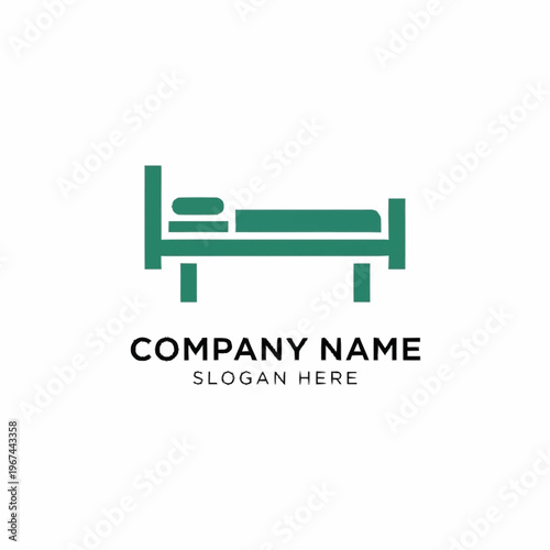 Minimalist Bed Logo Design for Sleep and Relaxation.