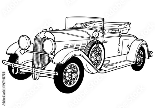 Classic 1920s open-top roadster vector illustration