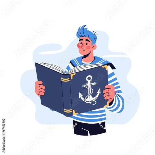 Man holding a big book.