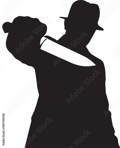 Silhouette of a man in a fedora holding a knife killer