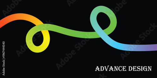 Abstract Rainbow Ribbon Swirl Design Element with Text Overlay for Graphic Design Projects