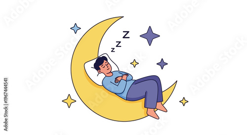 Man Sleeping on Moon Crescent.