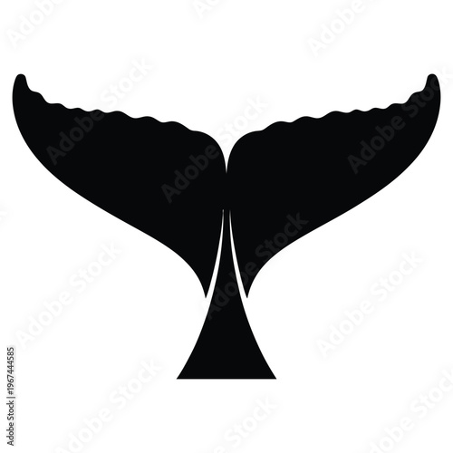 A striking black silhouette of a whale s tail fluke gracefully curving upwards