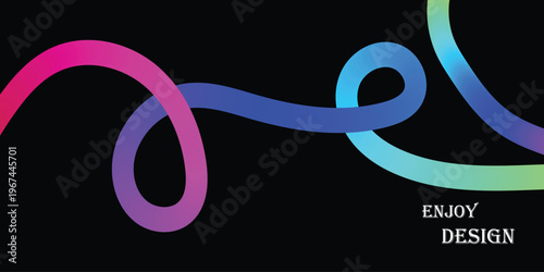 Abstract Gradient Ribbon with Enjoy Design Text on Black Background