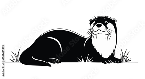 Vector illustration of a cute otter lying down