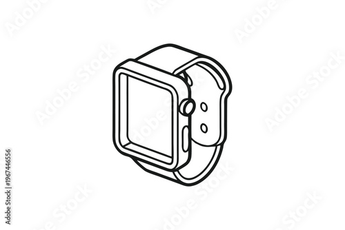 Isolated smartwatch outline in black and white, a versatile vector graphic for apps