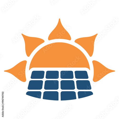 Solar panel array with a sunburst design symbolizing renewable energy and sustainability