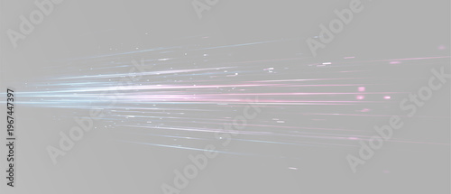Foto glowing light particles and motion streaks for tech design and creative editing