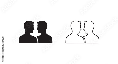 silhouette of two people talking to each other Vector