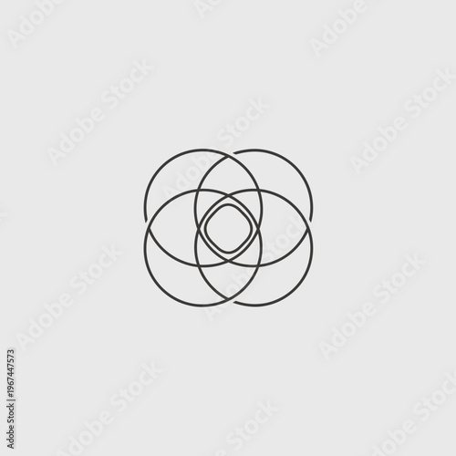 Geometric overlapping circles create a visually appealing abstract design on a neutral background.