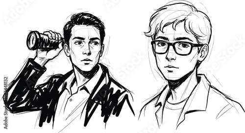 Businessman, human face, profile view. 