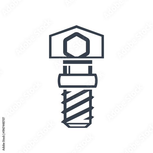 Detailed illustration of a bolt with a hexagonal head and threaded shaft.