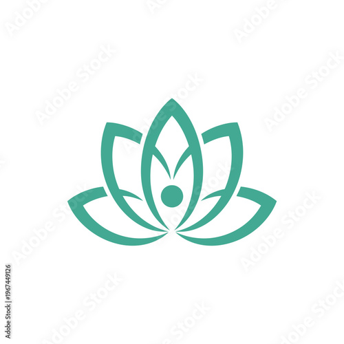 Elegant teal lotus flower logo representing peace and tranquility in design.