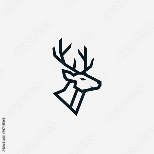 Geometric deer head logo design with minimalist style and modern look.