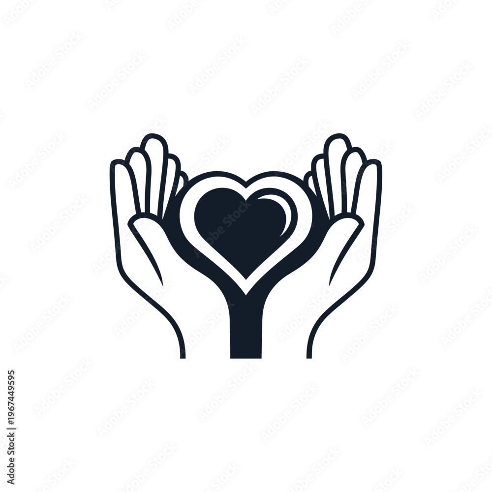 Obraz premium Hands cradling a heart symbol representing care and compassion for others.