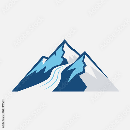 Majestic mountain range with a winding river flowing through the peaks natures beauty.