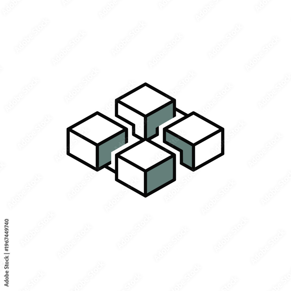 Obraz premium Interconnected cubes representing network or data structure concept.