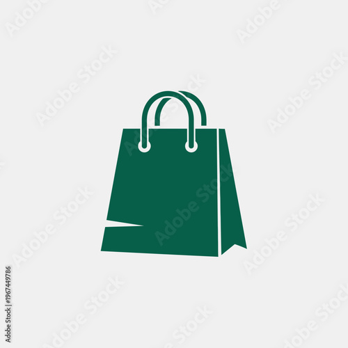 Green shopping bag icon perfect for retail and commerce simple design.