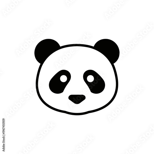 Simple panda face illustration with black and white colors cute animal design.