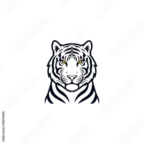 Intense tiger portrait with striking stripes and piercing gaze front view.