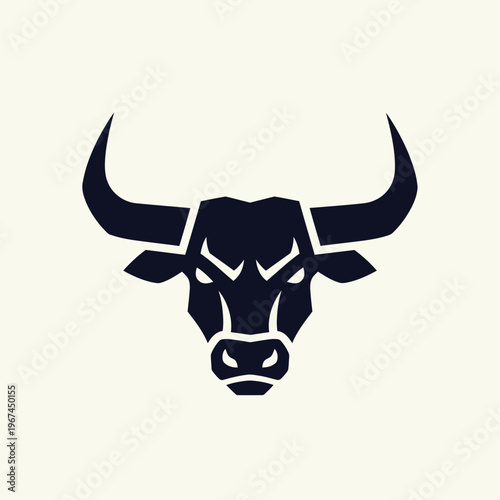 Powerful bull head silhouette a symbol of strength and determination black and white.