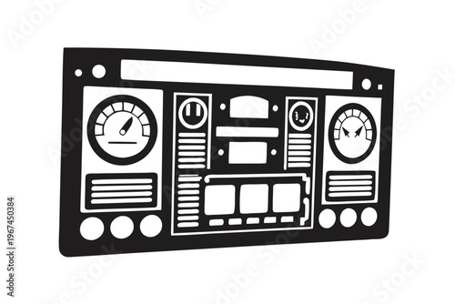 Minimalist Software Dashboard Mockup UI Design in Black and White Line Art
