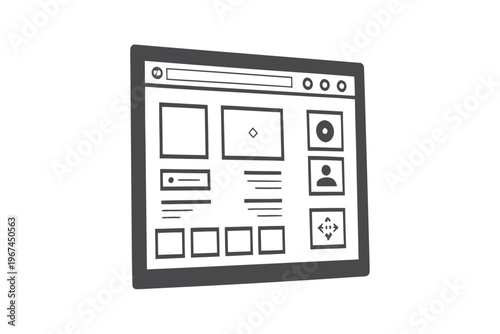 Black and White Minimalist Software Dashboard Mockup for Data Management