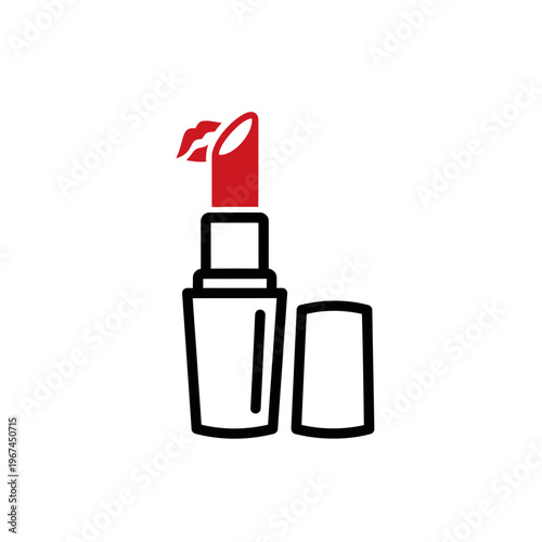 Red lipstick with open cap perfect for beauty and makeup routines ready to use.