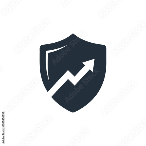 Free Download Shield with rising arrow symbolizes growth security and protection of investments. - GFXLoad