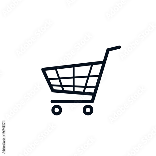 Simple shopping cart icon representing online retail and consumerism concepts for ecommerce.