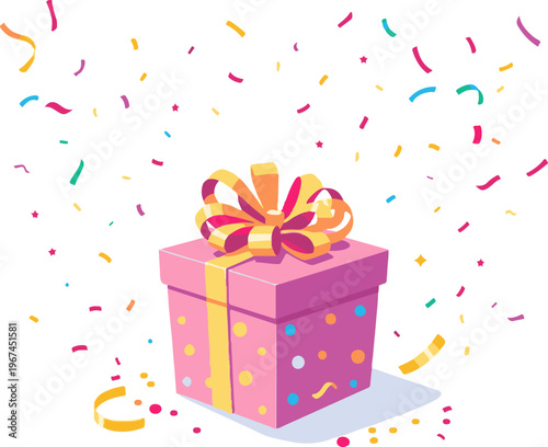 Vibrant Birthday Surprise Gift Box with Yellow Ribbon and Bow