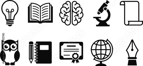 Icons representing education and learning