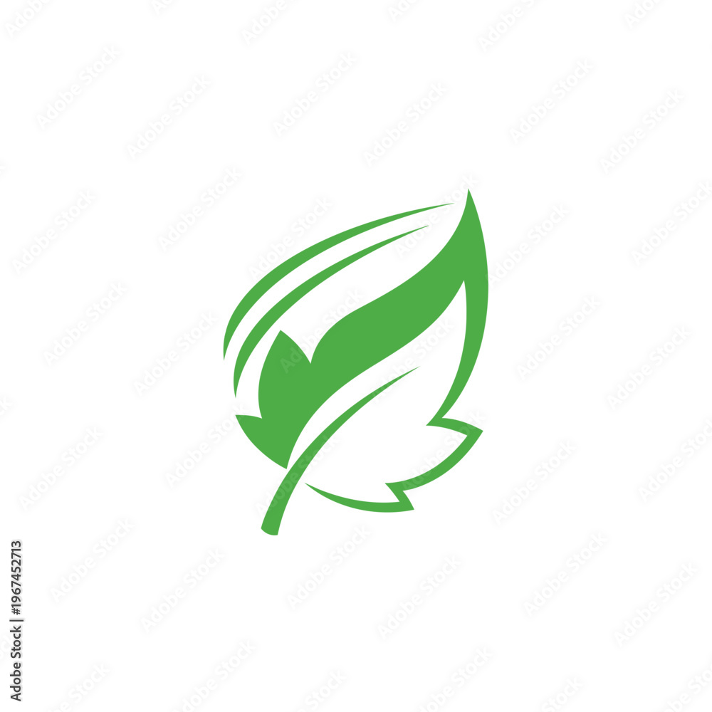 Fototapeta premium Green leaf logo design representing nature and environmental concepts.