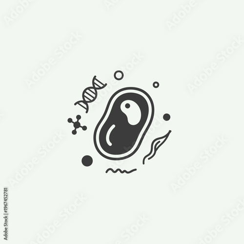 Illustration of a Cell with DNA and Other Biological Elements.