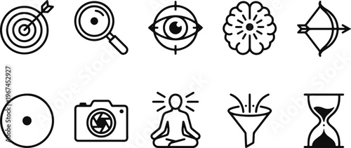 A collection of icons related to focus and perception