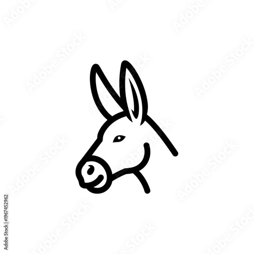 Minimalist donkey head outline simple and elegant black line art illustration.