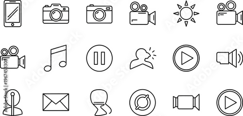 Collection of media and communication icons