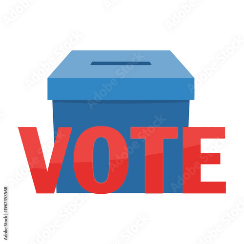 Voting box with the word vote in red political election concept.