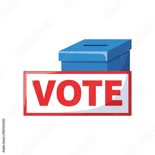 Voting concept with ballot box and vote sign for elections and democracy.