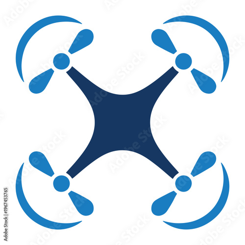 A quadcopter drone with four rotating propellers in a symmetrical layout