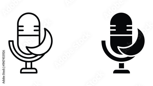 Contrast between a smiling and a neutral expression microphone icon
