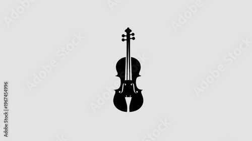 A simple, symmetrical black violin silhouette centered on a pale gray background