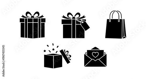 Gift, Shopping and Mail Icons Set