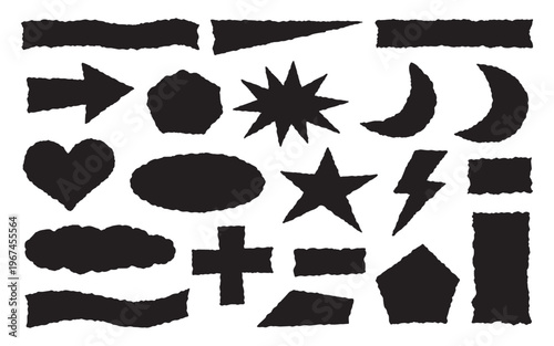 shape vector frame for paper rectangle jagged and border grunge box background banner edge for label illustration shape and set texture rough shape abstract sticker for paper square vector