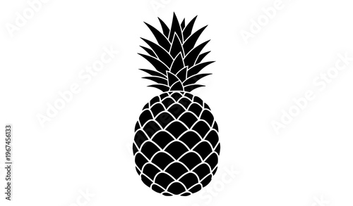Pineapple silhouette vector tropical fruit icon black minimal summer food symbol isolated on white