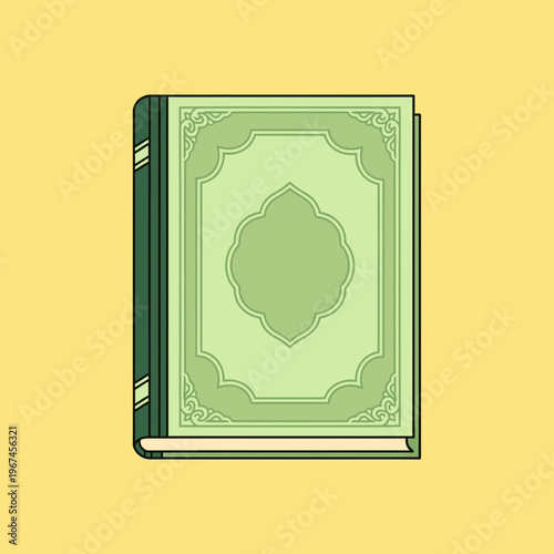 Islamic Holy Book A Detailed Depiction of the Quran in Green.