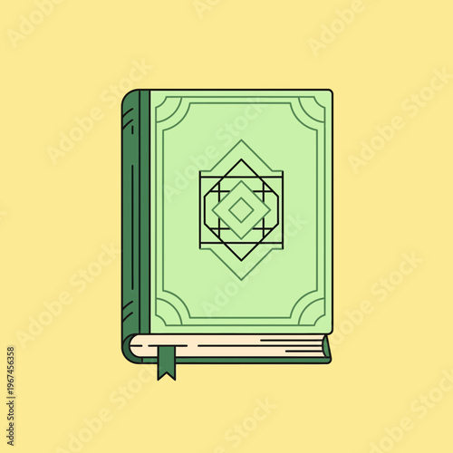 Islamic Holy Book A Detailed Illustration of the Qurans Cover.